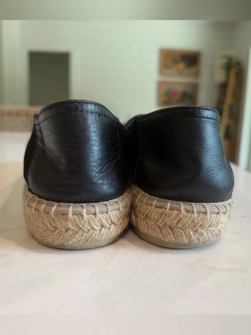 Geox Black Espadrille Slip-On Flats